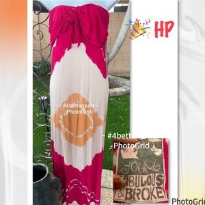 Young Fabulous & Broke Twist Tie Strapless Tie Dye Print Flowy Maxi Dress XS